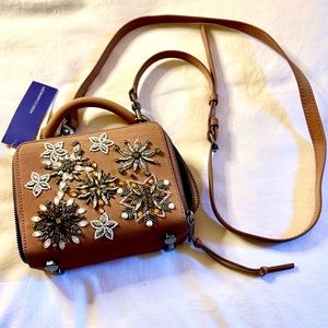 NWT $195 Rebecca Minkoff Nubuck Leather Jeweled Crossbody Bag
